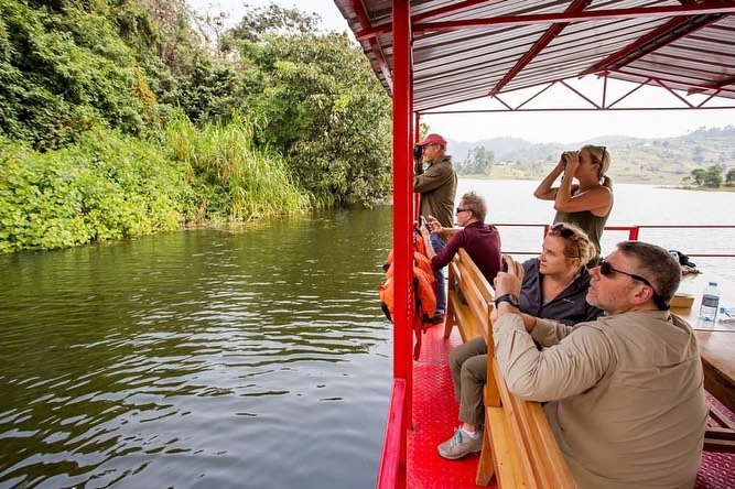 Bird watching on Lake Mutanda