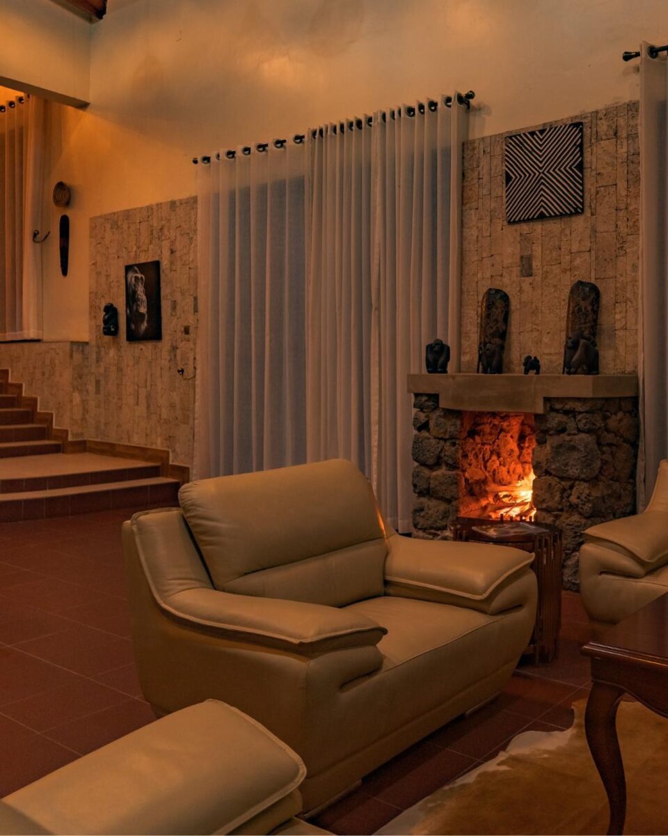 Room fire place at gorilla heights
